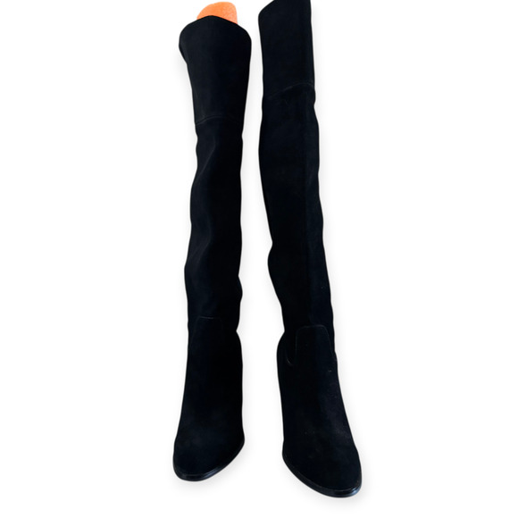 Michael Kors Regina Suede Platform Knee Boots Black Size 10 New Without Box - Picture 4 of 8